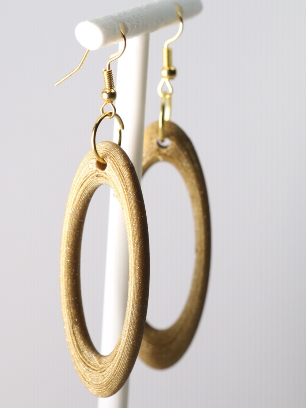 stylish Golden Tone Bambu Fashion Earrings Long Hoops New